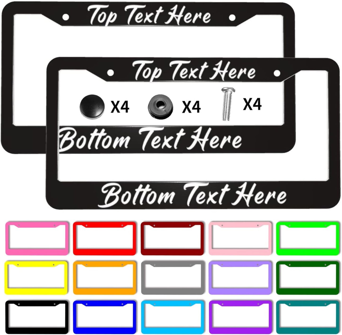 2 Pack Custom Personalized License Plate Frame Customized Car Tag Frames for Women Men with Screw Caps,12"x6",2 Holes