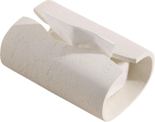 Tissue Box Cover Rectangle, Resin Facial Tissue Holder Covers Toilet Paper Holder, Tissue Holders Decorative Paper Dispenser Home Decor for Bathroom Kitchen Bedroom Living Room Office Cream
