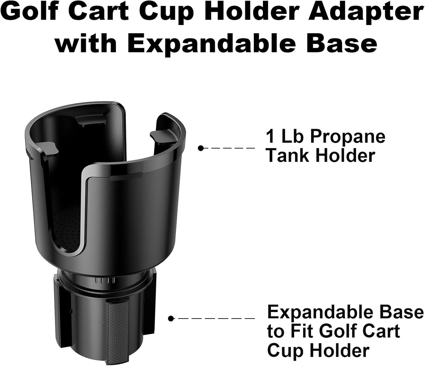 Golf Cart Cup Holder Adapter, Universal Expandable Golf Cart Heater Holder Compatible with 16 Oz/1 Lb Propane Tank and Most Golf Carts