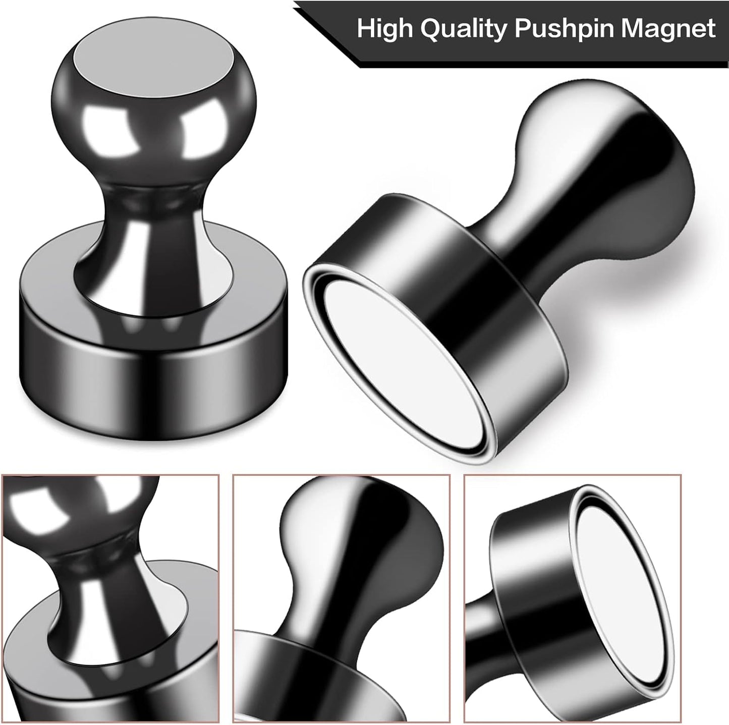 LOVIMAG Fridge Magnets 60Pcs Refrigerator Whiteboard Small Strong Magnet Classroom Kitchen Accessories Decorative Locker Set Decor Must Haves Office Calendar Refrigerador Magnetic Cute Crafts Black