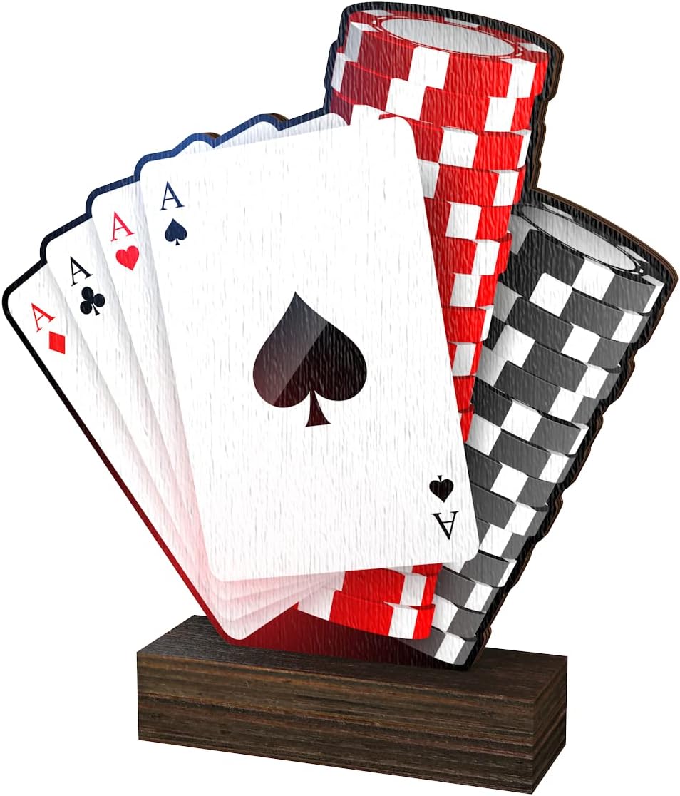 Trophy Monster' Cards Poker 5/16 Thick Wood Sculpture Trophy Awards ECO Friendly | Free Engraving and Delivery | 5 Sizes 4 Colors, Multicolor, 5 1/4 inches -8 1/2 inches