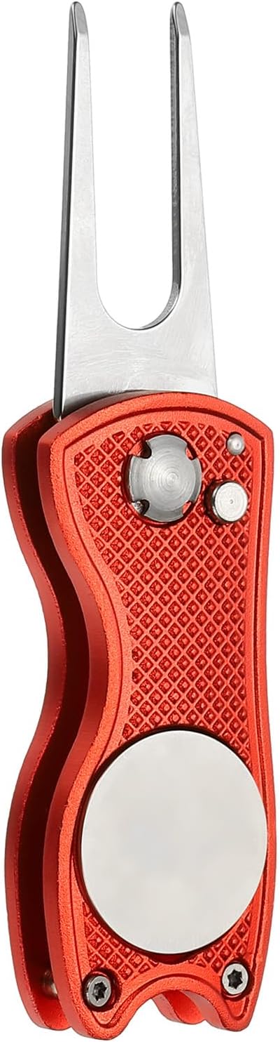 PATIKIL Golf Divot Repair Tool Foldable Metal Golf Green Divot Tool with Magnetic Ball Marker