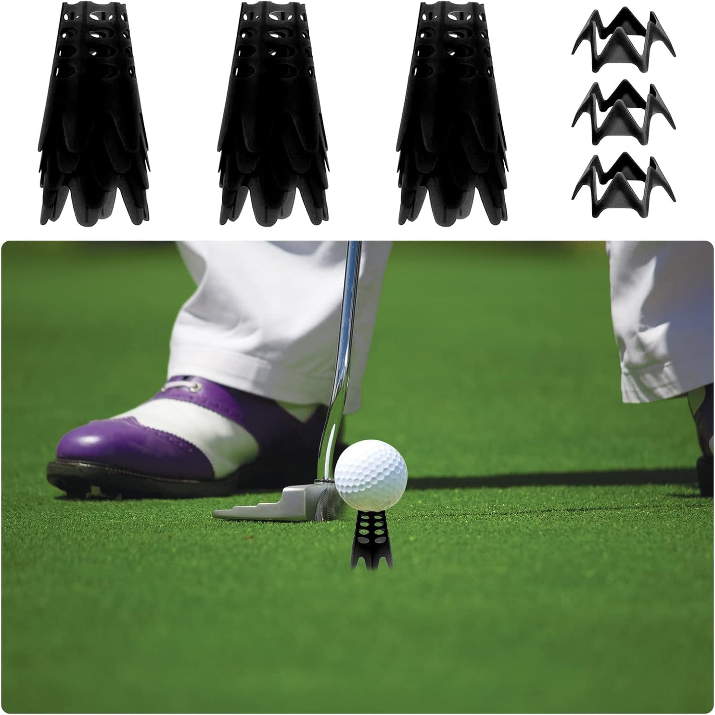 Golf Simulator Tees, Plastic Indoor Golf Mat Tees Practice Turf and Driving Range Winter Golf Tees (18 Pcs)