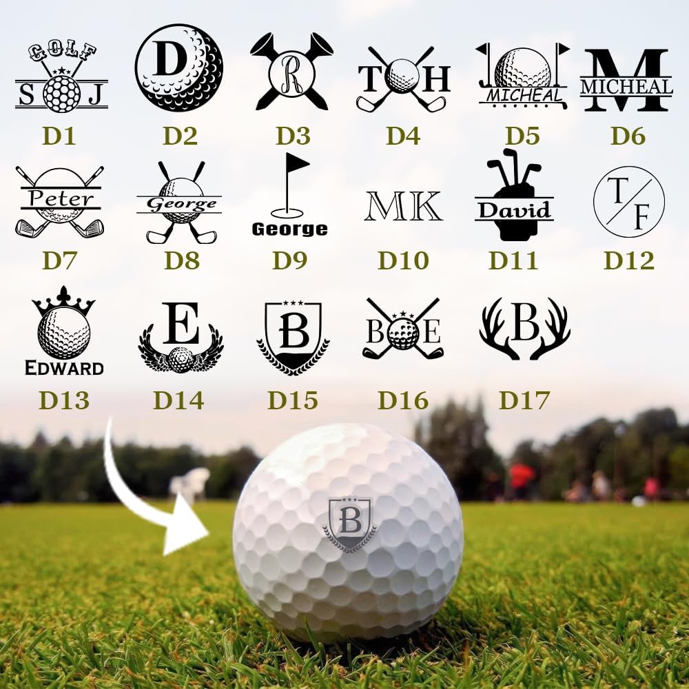 CALLIE Personalized Golf Ball Stamp | 4 Color & 2 Size Options | Custom Name Stamper for Golfers | Father's Birthday Christmas Gift, Golf Accessories (0.79''(2cm)-Big Colored Stamp)