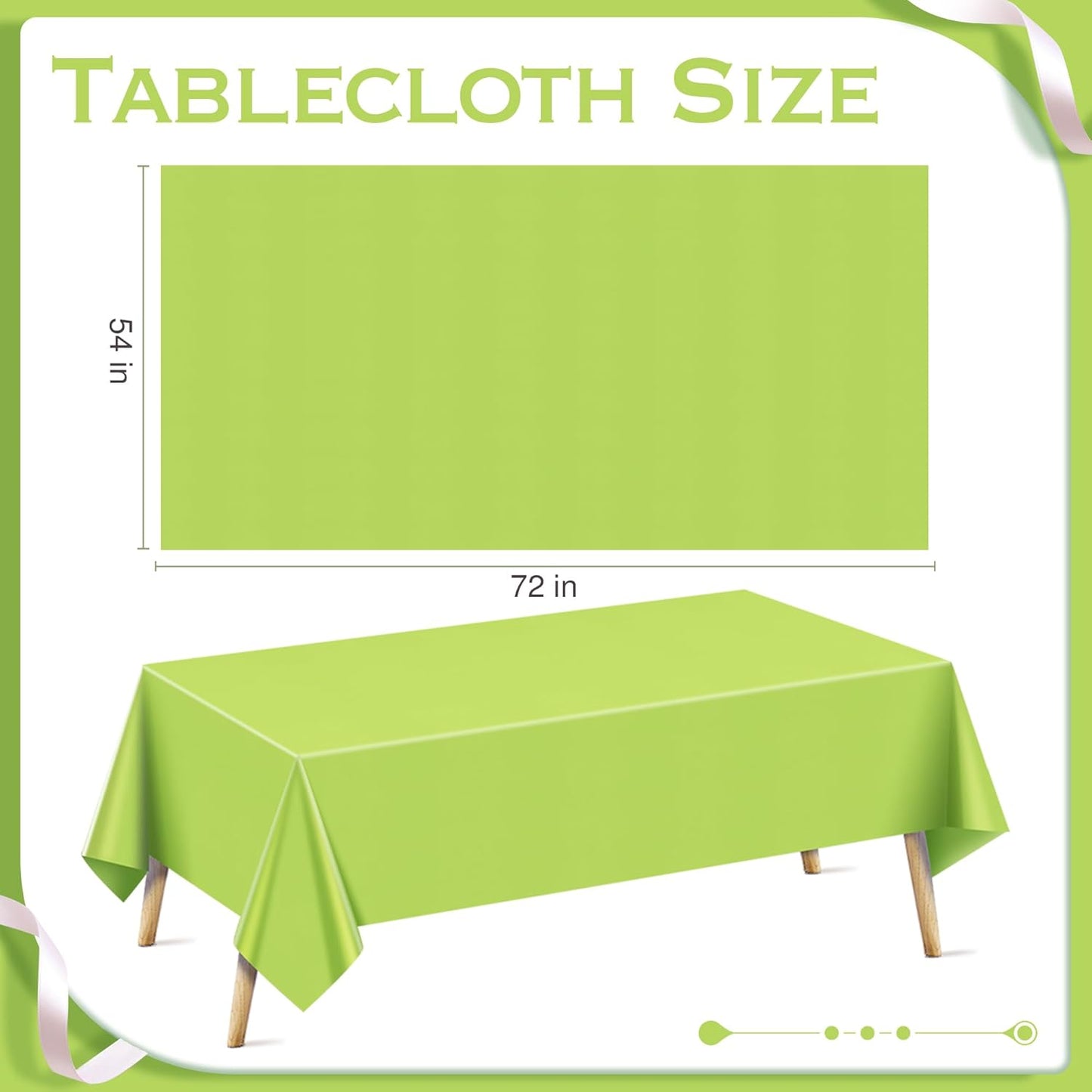 4 Pieces Xmas Series Rectangle Tablecloth, 54x72 Solid Color Waterproof & Spillproof Disposable Plastic Table Cover, Durable Party Tablecloth for Dining, Buffet, Picnic, Outdoor Events
