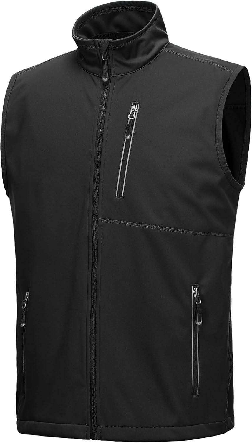 33,000ft Men's Windproof Lightweight Golf Vest Outerwear with Pockets, Softshell Sleeveless Jacket for Running Hiking Sports