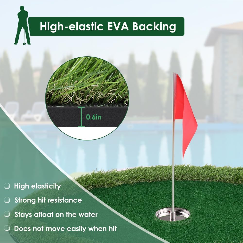 Kokorona Floating Golf Green for Pool, Floating Chipping Green Golf Chipping Practice Foldable Round Putting Mat Pool Golfmat for Outdoor, Golfgift for Golfer