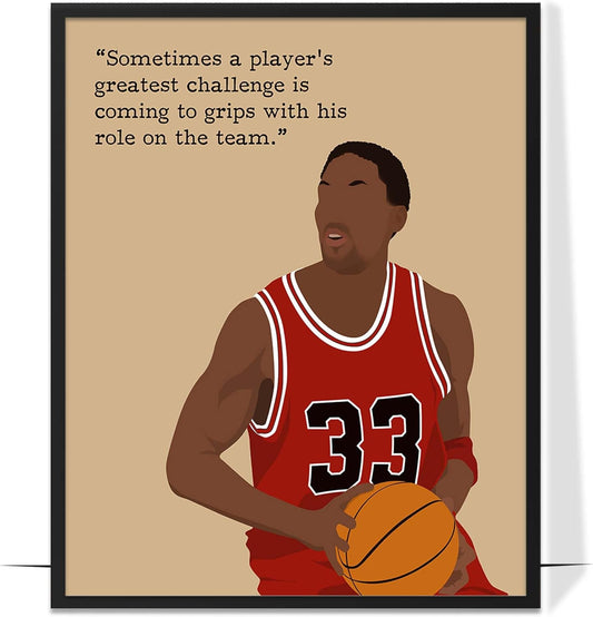 LOLUIS Motivational Basketball Superstar Hand-Drawn Artwork Sport Quote Wall Art Decorations (Unframed 16"x20", Basketball Player 8)
