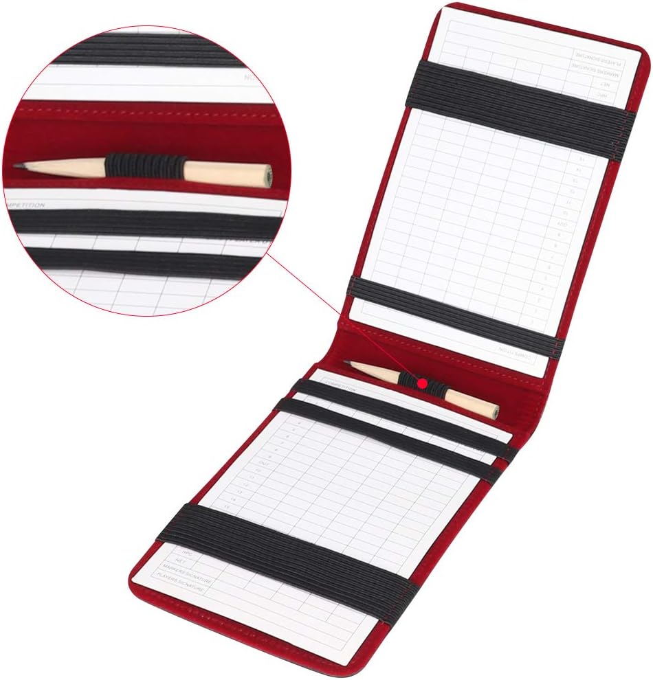 Golf Scorecard Holder & Yardage Book Cover, Golf Accessories Black Premium Leather Yardage Book Holders Cover