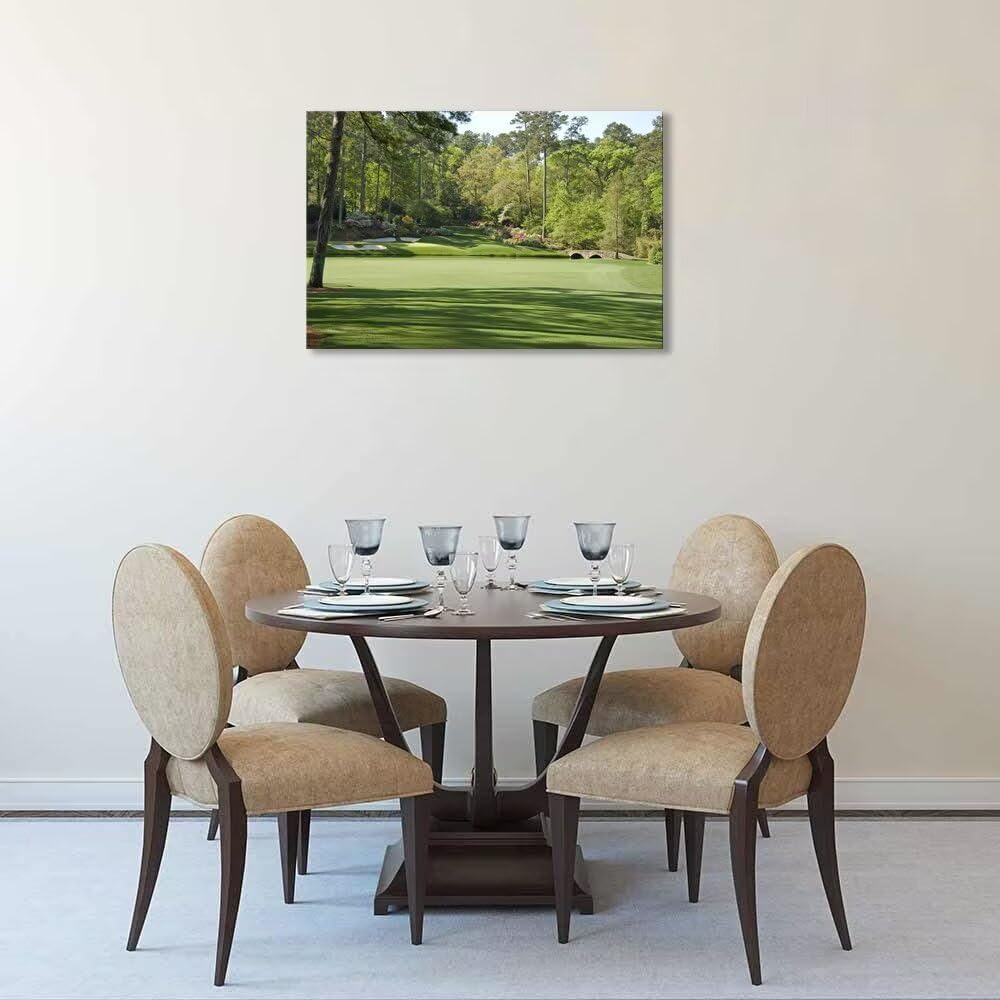 Augusta National Golf Course Wall Art for Living Room Bedroom Bathroom Home Decorations - Augusta Golf Course Picture Poster Framed Artwork Canvas Prints Ready to Hang(28''H x 44''W)