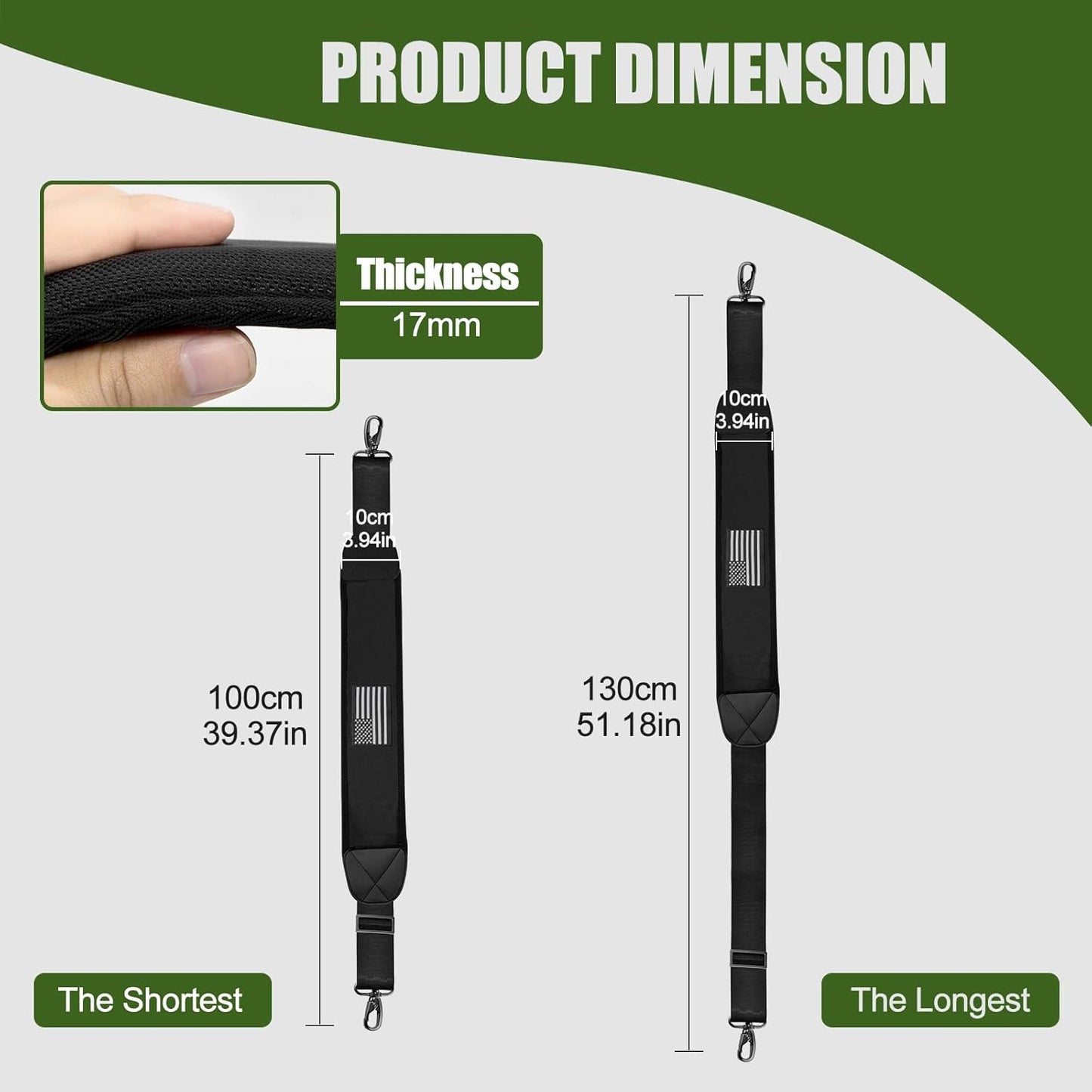 Golf Bag Strap Replacement Golf Bag Shoulder Strap Adjustable Single Padded Shoulder Strap Waterproof Golf Bag Backpack Straps (Black-USA Flag Grey)