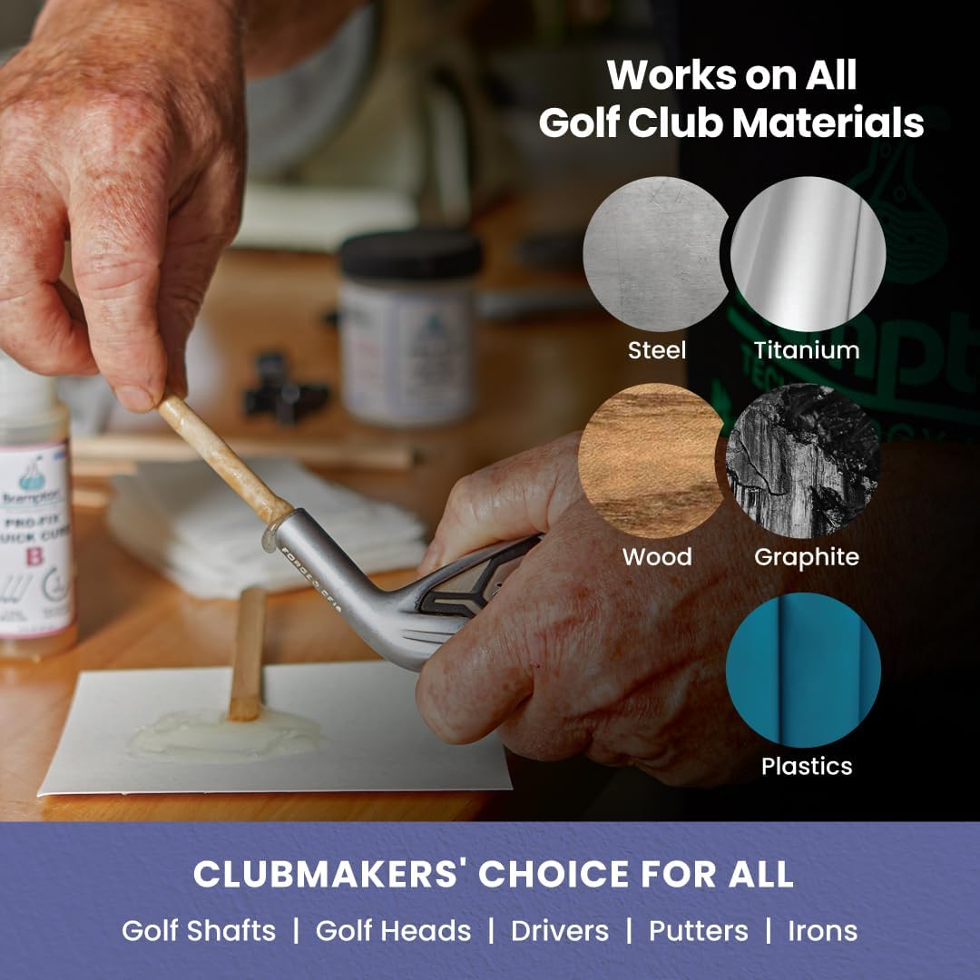 Brampton PRO-FIX Rapid Cure Golf Epoxy - Single Golf Club Repair - 10 Min Golf Club Repair - Golf Epoxy for All Golf Shafts, Golf Heads, Drivers, Putters, and Irons - Engineered for The Golf Industry