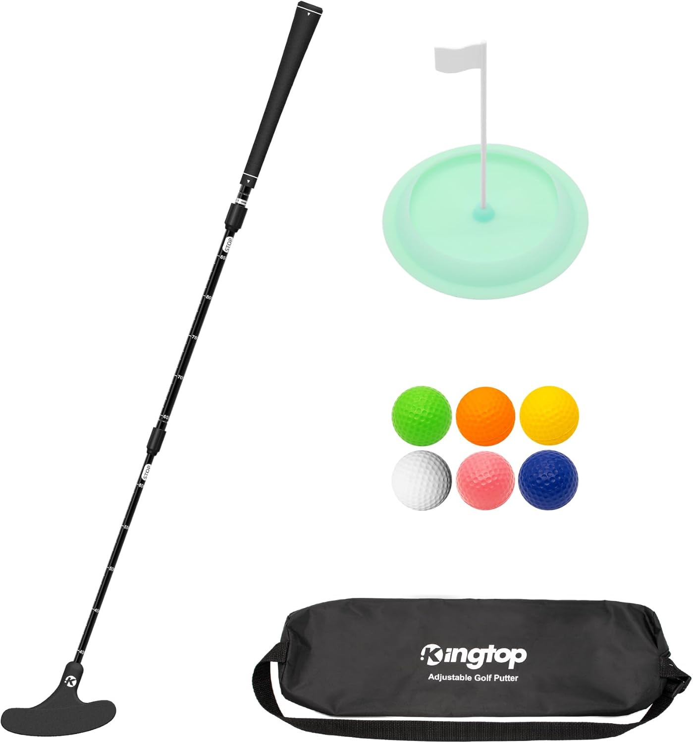 KINGTOP Adjustable Golf Putter – Retractable Shaft, Lightweight Travel Putter with Practice Balls & Putting Cup, Left & Right-Handed Design