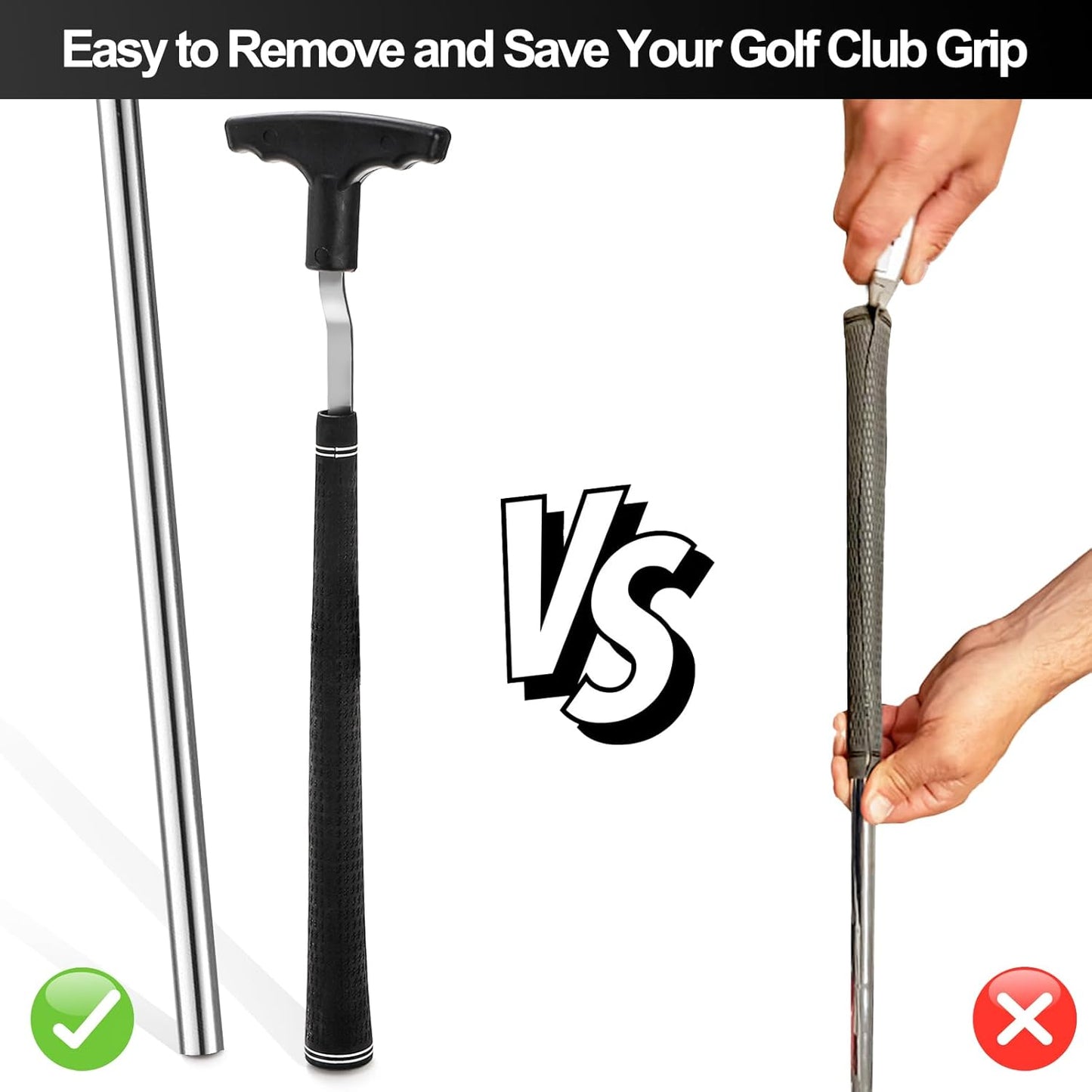 Nicunom Golf Grip Removal Tool, 11" V-Groove Grip Remover Saver for Standard Length Swinging Grips, Steel Gripping Tool Golf Grip Remover Golf Grip Tool Golf Supplies for Grip Removal