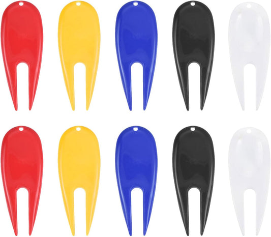 PATIKIL Golf Divot Repair Tool, 10 Pack Plastic Golf Mark Repair Tool Ball Marker Bulk for Golfer, 5 Colors