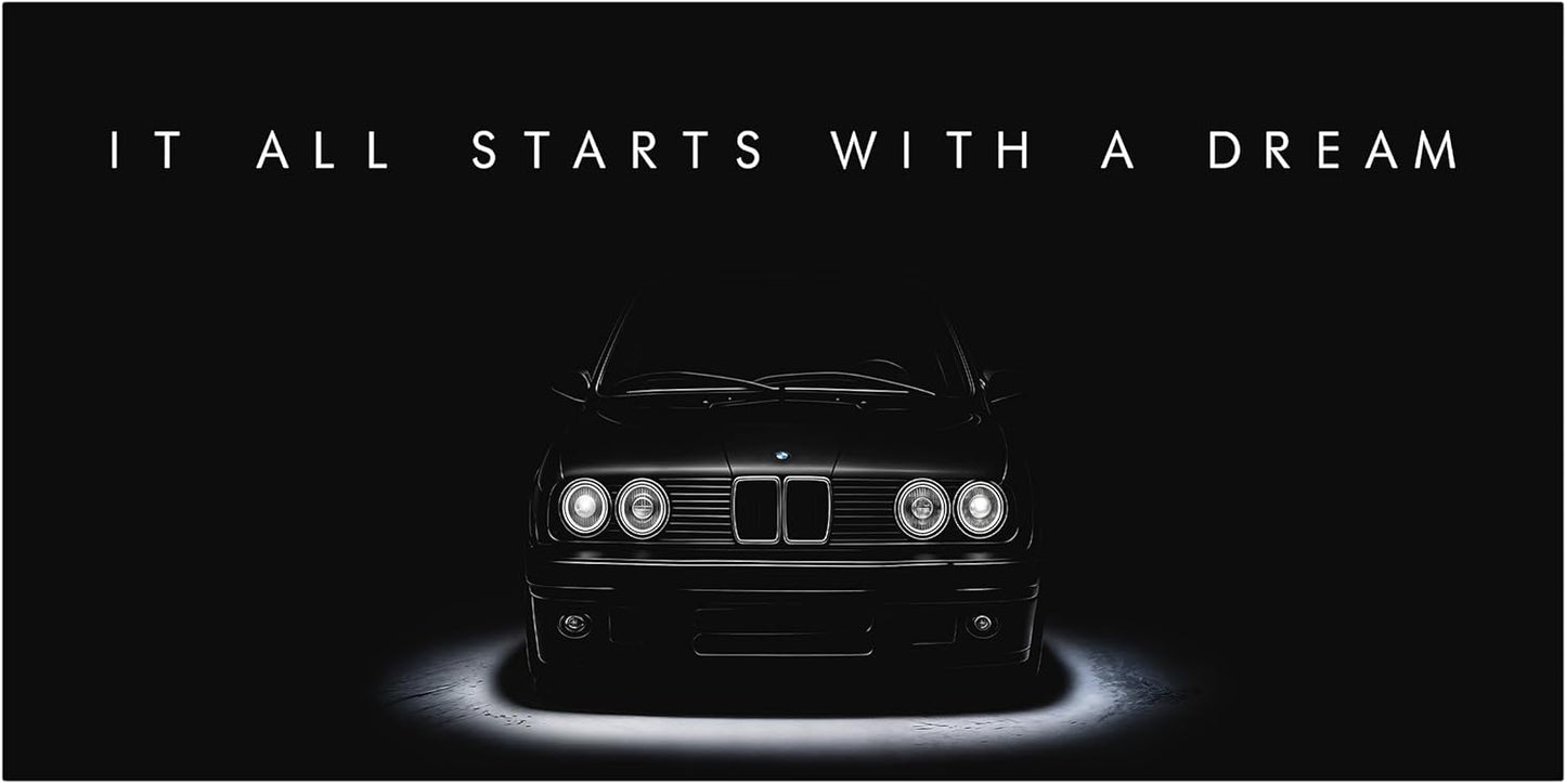 Motivational Wall Art for Office, Super Car Art Canvas, Inspirational Automotive Decor for BMW E30 M3 Sportscar Lovers, Motivational Wall Decor for Office and Home, Car Poster (8" x 8" in)