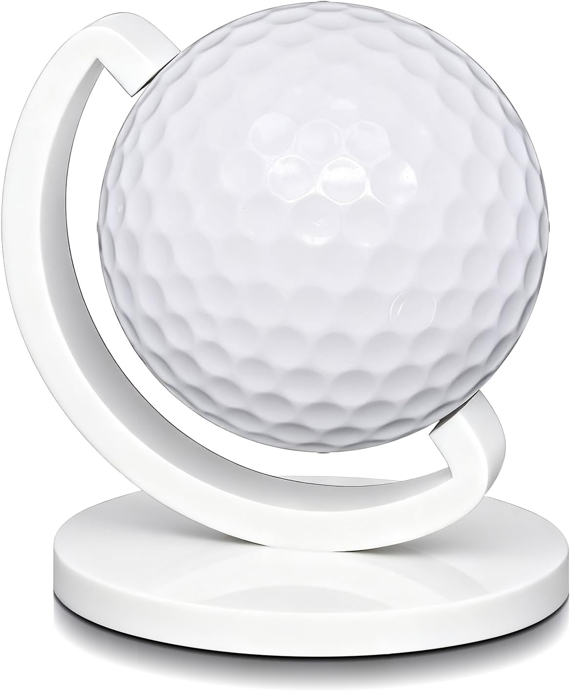 Wenqik 1 Pcs Globe Shaped Golf Ball Display Stand Tabletop Acrylic Ball Holder Single Hole Frame Case for Desk Bookshelf Bookcase Shelf Mantel Decor, Christmas Golf Gift for Dad, Grandfather (White)