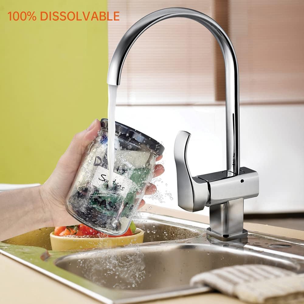 ESSENTIAL 2000 Dissolvable Food Labels, 1 x 2 Inch Blank White Dissolvable Canning Labels for Food Storage, Food Containers, Mason Jars, Freezer(4 Roll - 2000 Labels)