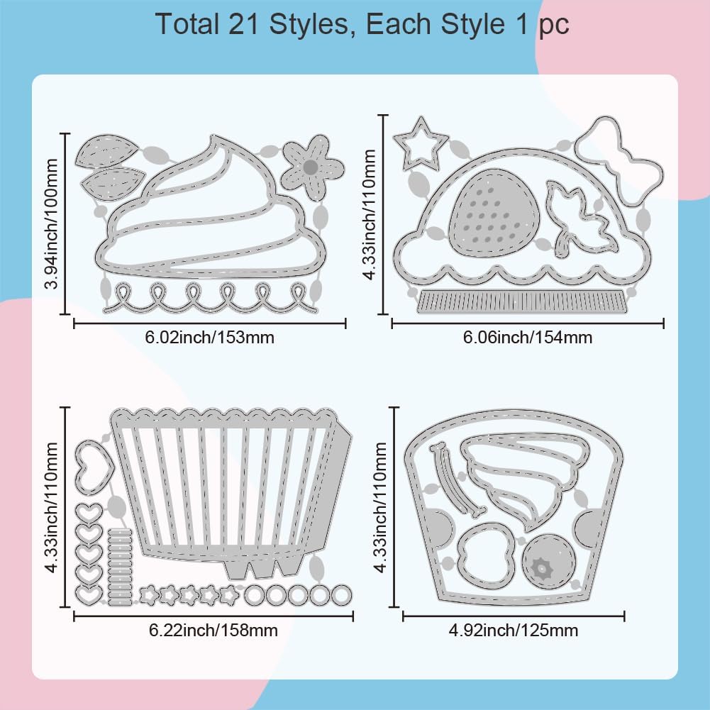 GLOBLELAND 3D Cupcake Gift Card Holder Cutting Dies for Card Making Dessert Cut Die for DIY Scrapbooking Journal Embossing Paper Craft Decor