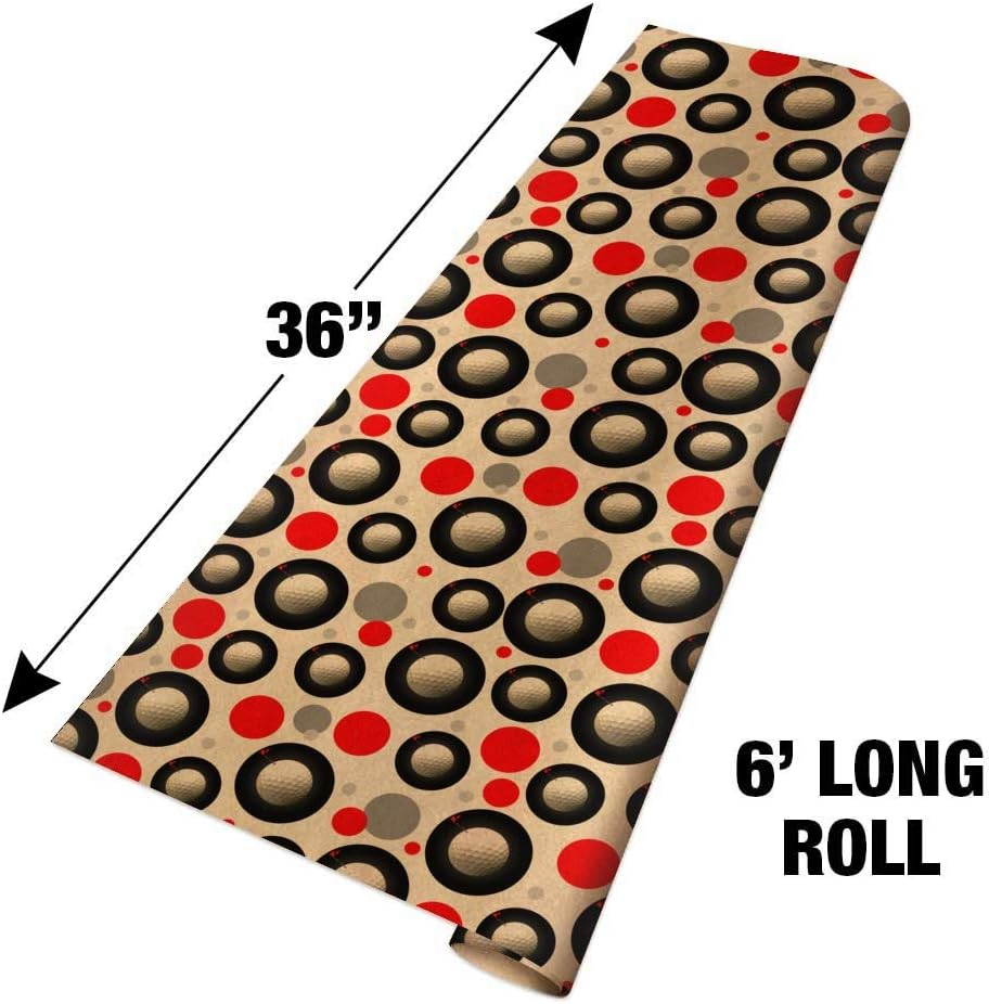 GRAPHICS & MORE Golf Ball Moon Flag Golfing Premium Kraft Gift Wrap Wrapping Paper Roll
