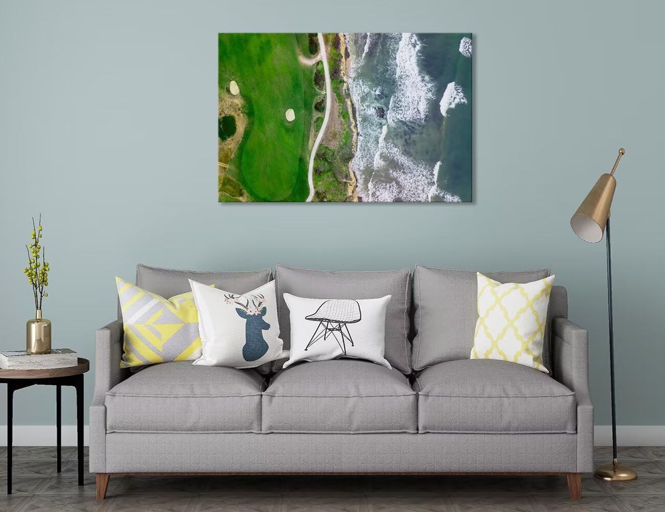 Half Moon Bay Golf Links in San Francisco California Wall Art for Office Living Room Bedroom Bathroom Wall Decor Golf Picture Poster Framed Artwork Canvas Prints Ready to Hang(18''H x 24''W)