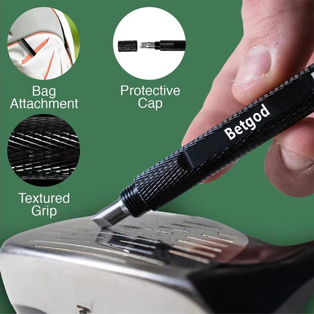 3-in-1 Golf Groove Sharpener & Re-Groover - Optimal Backspin for U & V-Grooves (Pink)