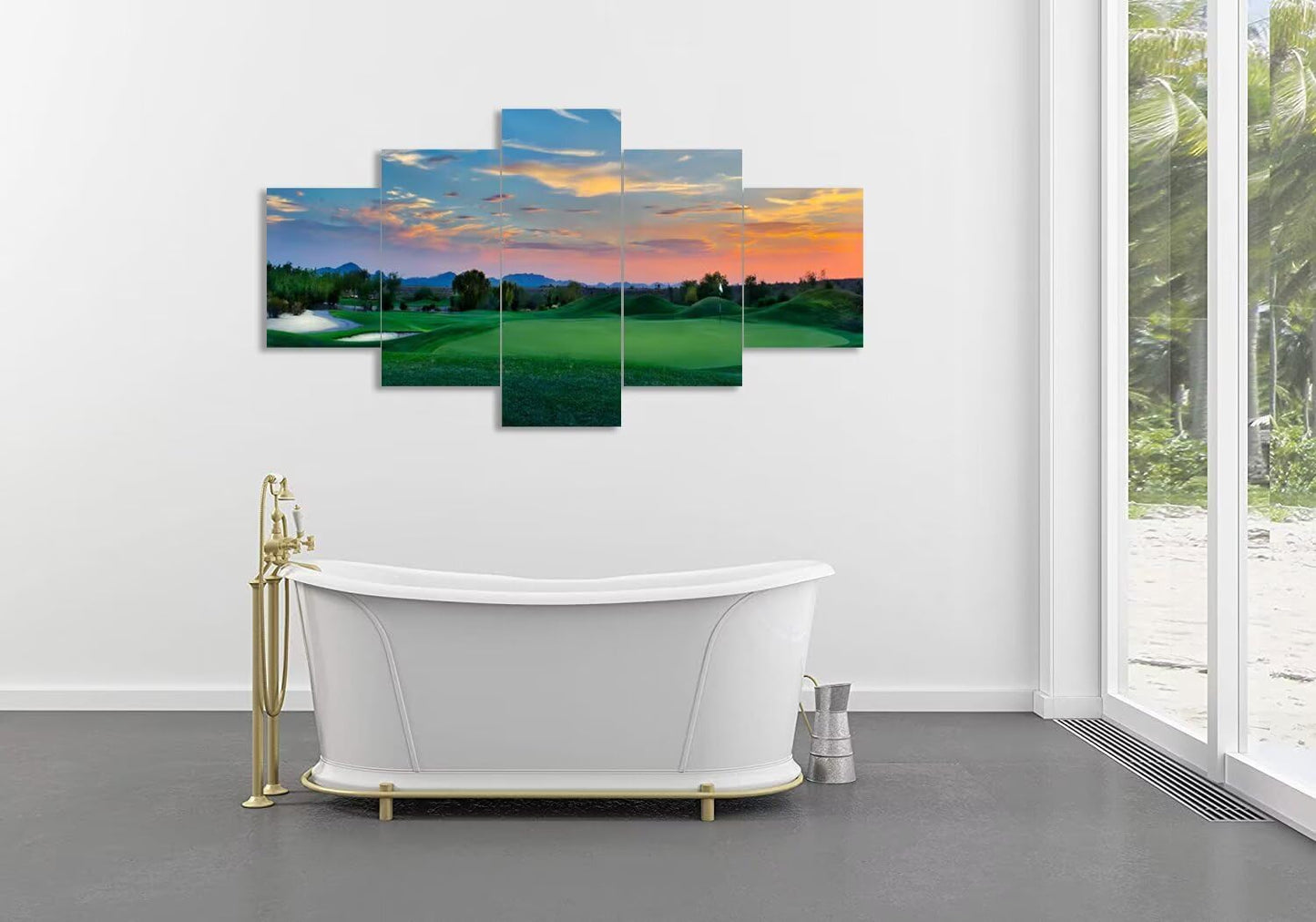 Arizona Scottsdale Golf Course Wall Art for Living Room Bedroom Bathroom - Sunset Arizona Scottsdale Landscape Pictures Posters Framed Artwork Canvas Prints Ready to Hang(50''W x 24''H)