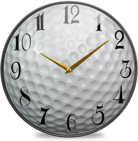 ALAZA Golf Ball Acrylic Painted Silent Non-Ticking Round Wall Clock, 9.5 Inch Battery Operated Quiet Desk Clock Home Art Bedroom Living Dorm Room Office School Decor