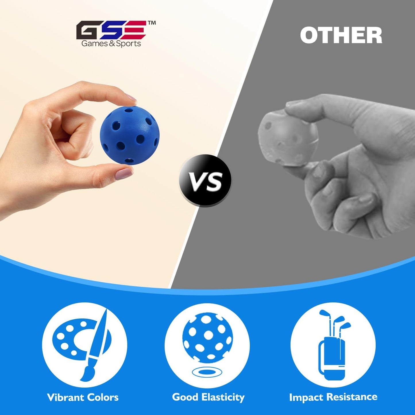 GSE Games & Sports Expert 12-Pack Practice Golf Balls, 40mm Limited Flight Plastic Soft Golf Balls, Airflow Hollow Training Golf Ball for Swing Practice (Several Colors Available)