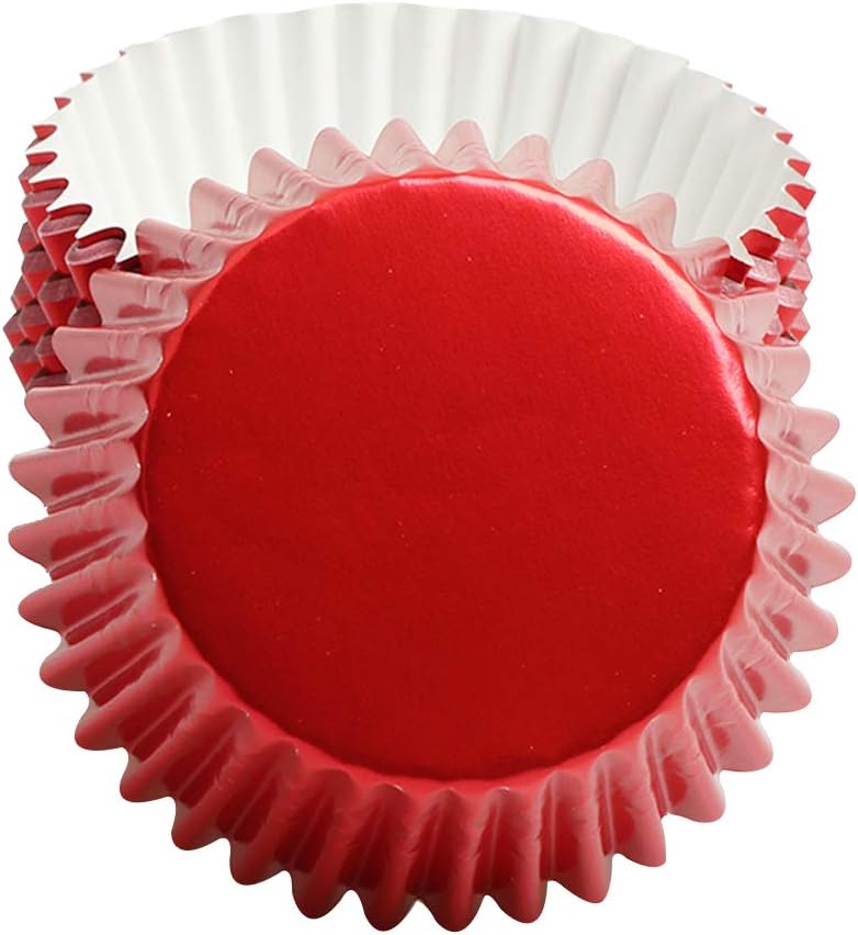 Red-Foil Cupcake Liners Standard Baking Cupscake For Wedding Baby shower Birthday Party(Pack of 100) …