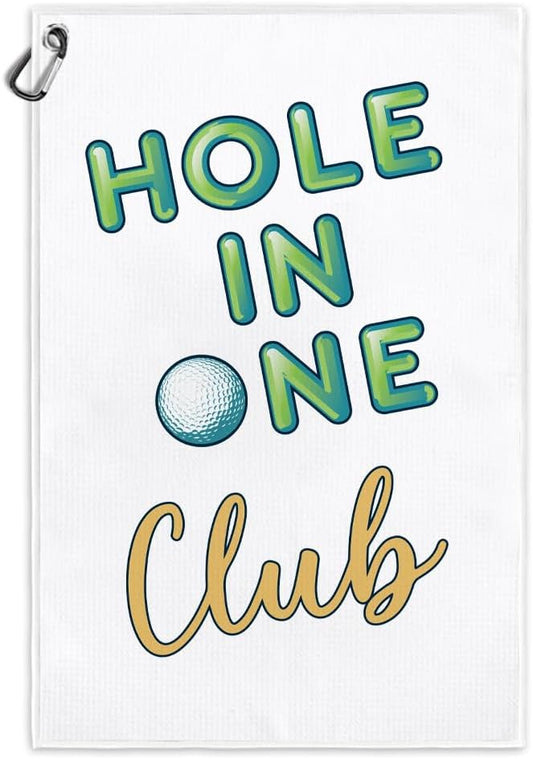 Hole in One Club Funny Printed Microfiber Golf Towel with Clip, Cute Golf Gifts for Golf Fan Dad Mom Papa Husband Grandpa, Golfer Father's Day Birthday Gifts, Golf Accessories for Men Women