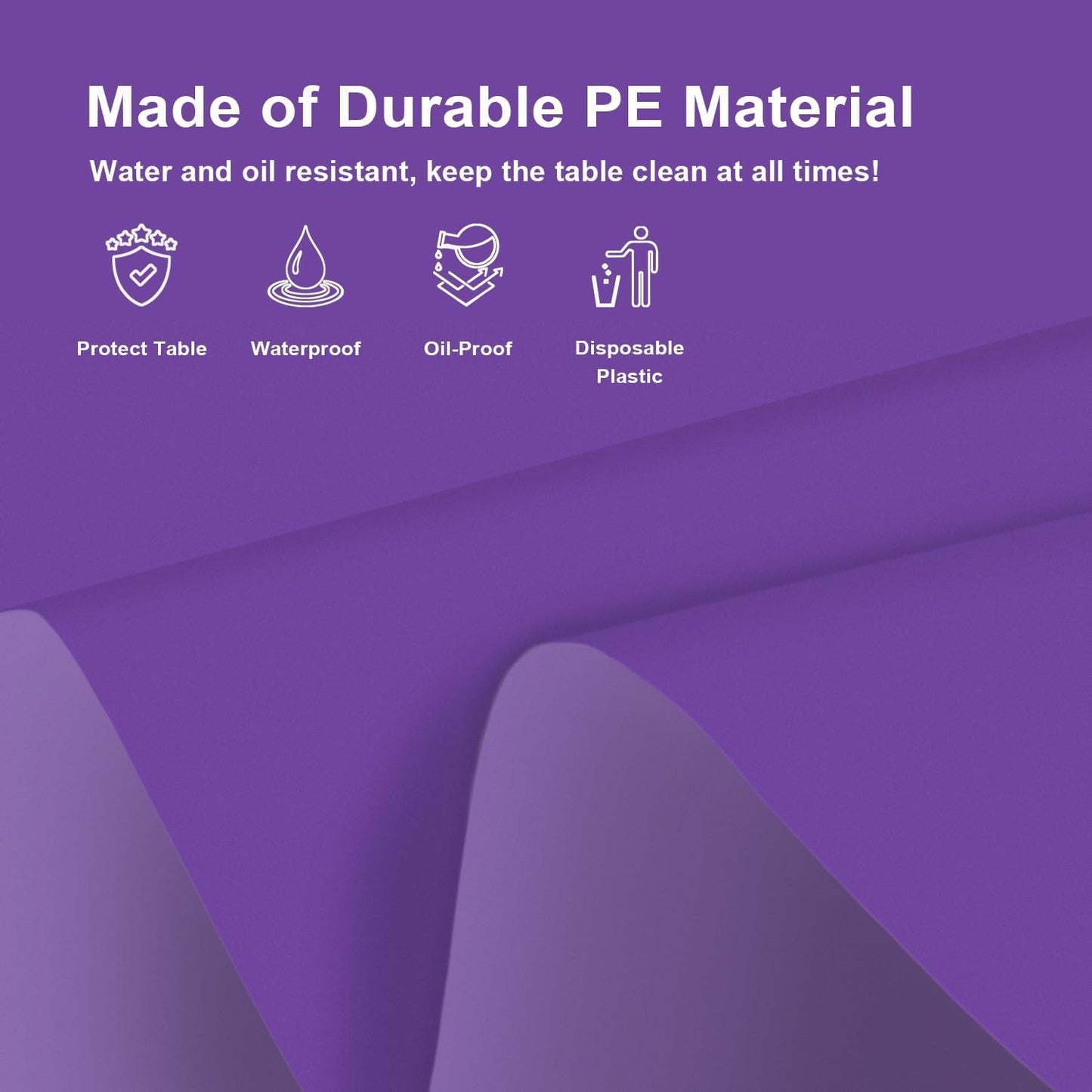 3 Pack Round Disposable Dark Purple Tablecloth, Dark Purple Plastic Table Cloths for Parties Disposable, 84x84 in Waterproof Camping Tablecloth for Birthday Party Baby Shower Picnic School