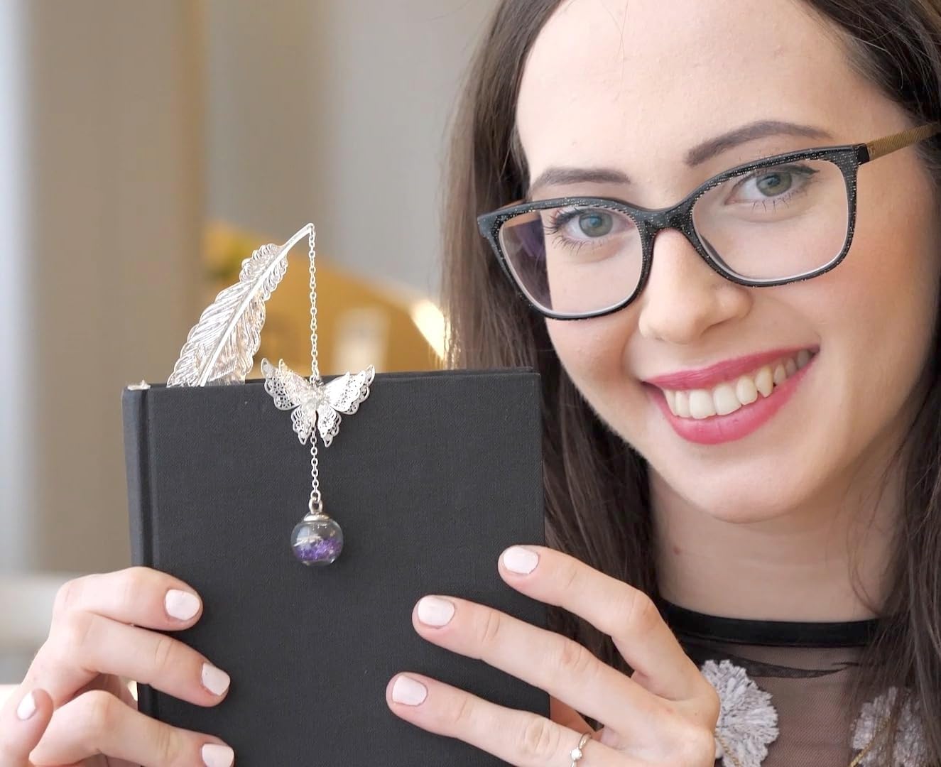 Toirxarn Silver Feather Bookmark with Butterfly Charm – Christmas Gifts for Women, Mom, Teachers, Book Lovers – Stocking Stuffers, Secret Santa, Birthday & Holiday Gift Box