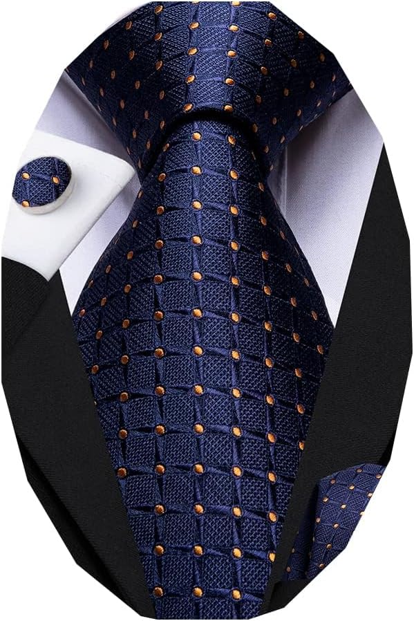Dubulle Mens Paisley Striped Tie WOVEN Necktie for Men and Handkerchief Cufflinks Set Wedding Formal Business