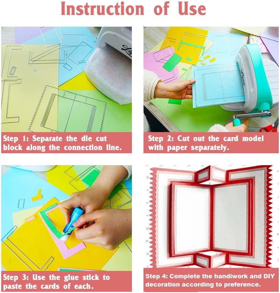 3D Card Shape Die Cuts for Card Making, Rectangular Shaped Gift Card Cutting Dies Sets Oval Banner Box Dies Stencils Embossing Template for Scrapbooking DIY Cards Album Crafts Supplies