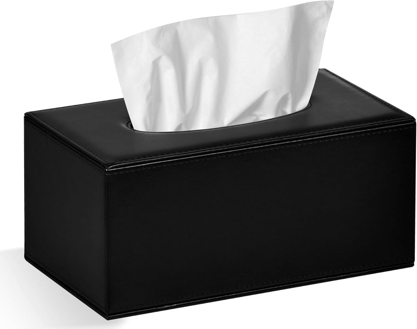 Tissue Box Cover Rectangular Tissue Box Holder for Bathroom (Black)