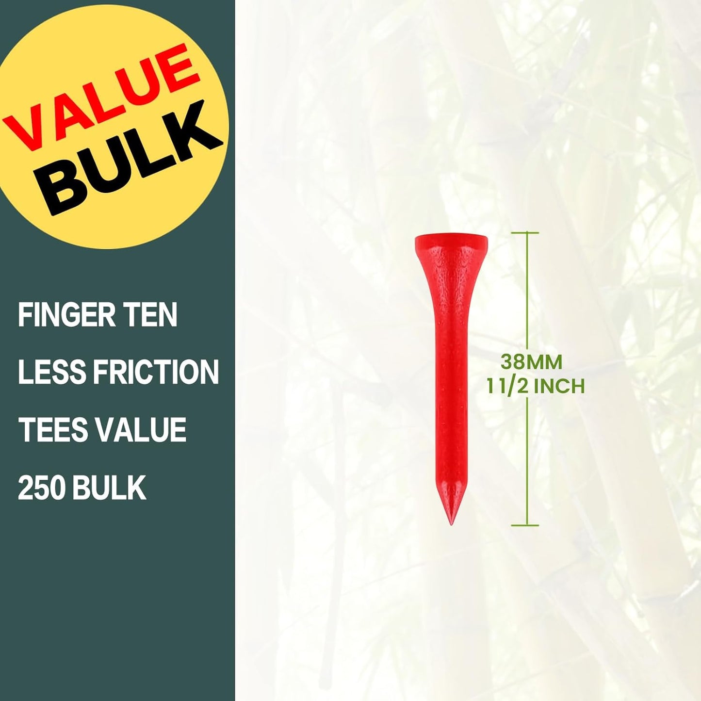 FINGER TEN Bamboo Golf Tees Wood 1 1/2 2 3/4 3 1/4 Inch Wooden Short Long Tee Color Bulk 250/500/1000/2000 Count for Men Women Kids in Red Pink USA Flag