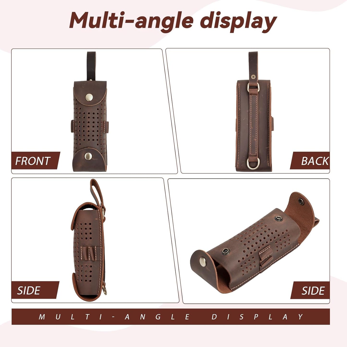 Leather Golf Ball Pouch with Tee Holder - Portable Design Holds 3 Balls & 4 Tees, Belt Clip Attachment - Golf Accessory Gift for Men and Women