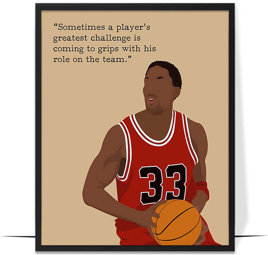 LOLUIS Motivational Basketball Superstar Hand-Drawn Artwork Sport Quote Wall Art Decorations (Unframed 8"x10", Basketball Player 8)
