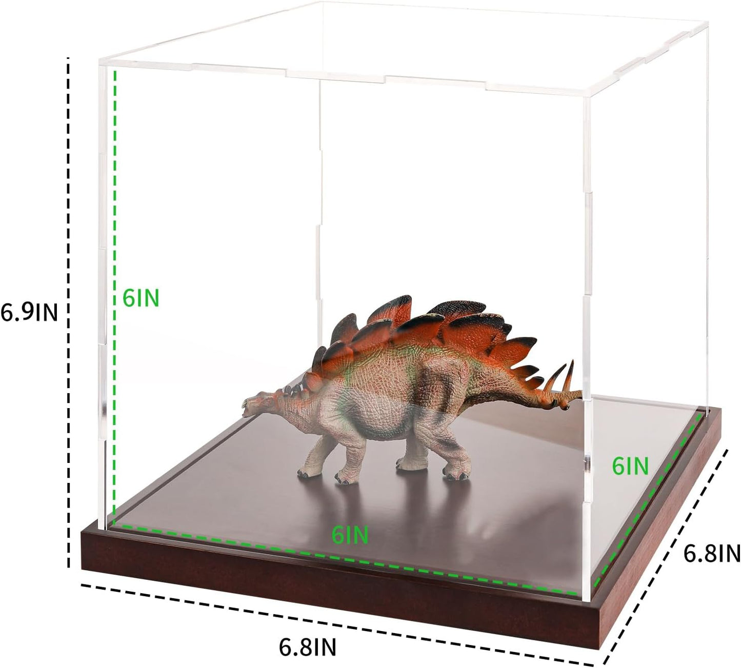 Clear Acrylic Display Box Collectibles Display Case Organizing Toys Case with Solid Built-in Wooden Base(6x6x6 inch; 15x15x15 cm)