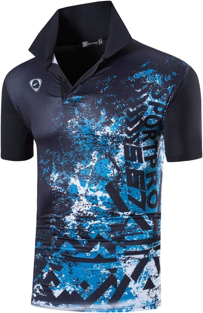 jeansian Men's Sport Outdoor Quick Dry Fit Short Sleeves Polo Tee Shirt Tshirt T-Shirt Tops Golf Tennis Bowling LSL195