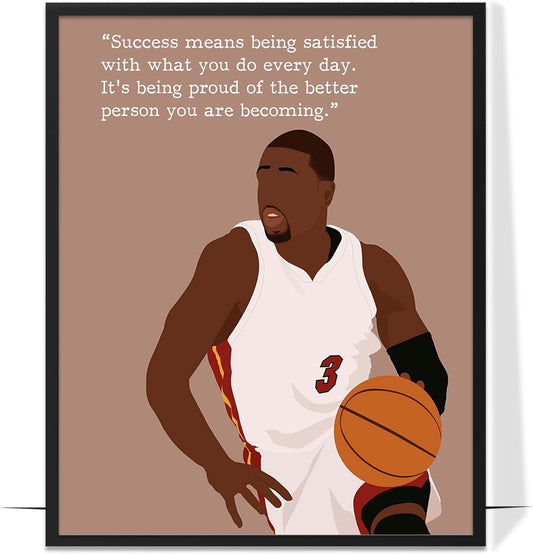 LOLUIS Motivational Basketball Superstar Hand-Drawn Artwork Sport Quote Wall Art Decorations (Unframed 16"x20", Basketball Player 11)