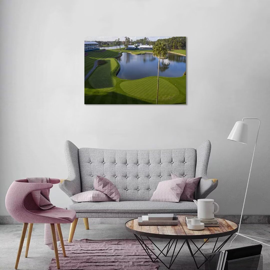 Florida Golf Course Wall Art for Living Room Bedroom Bathroom Home Decorations Golf Wall Decor Paintings TPC Sawgrass Golf Course Picture Poster Canvas Prints Framed Ready to Hang(24''H x 36''W)