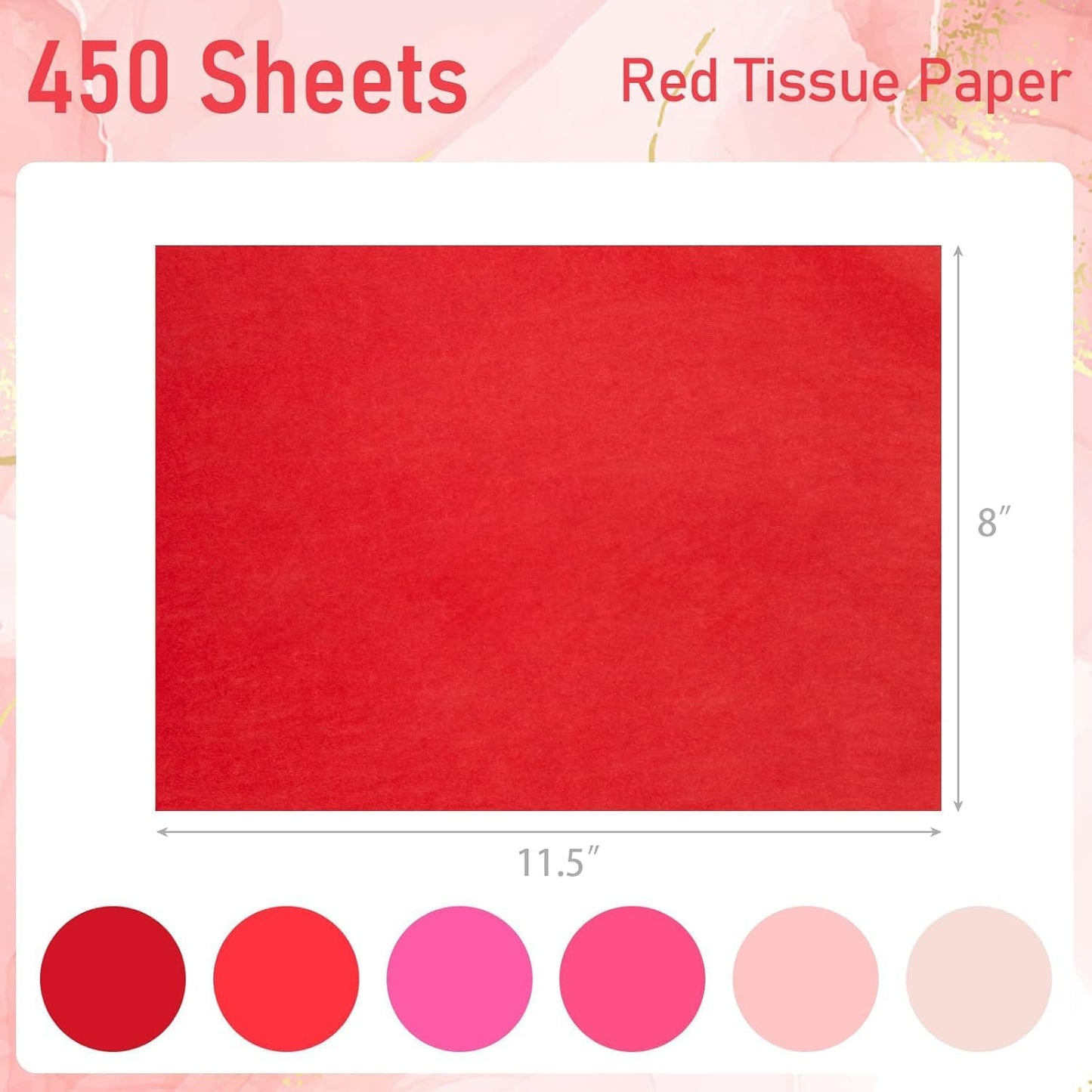 VGOODALL 450 Sheets Pink Tissue Paper, 11.5x8 Inch Red Gift Wrapping Paper for DIY Crafts Party Decorations