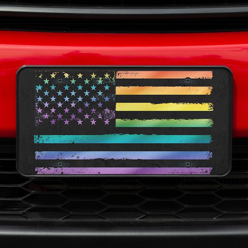 Unique Vanity License Plates | 16 Individual Designs | 3 Sizes (Automobile, Golf Cart, Motorcycle/Bike) | Made in U.S.A. | Custom Car Tags (USA Flag Pride, Motorcycle/Bike (6" x 3"))