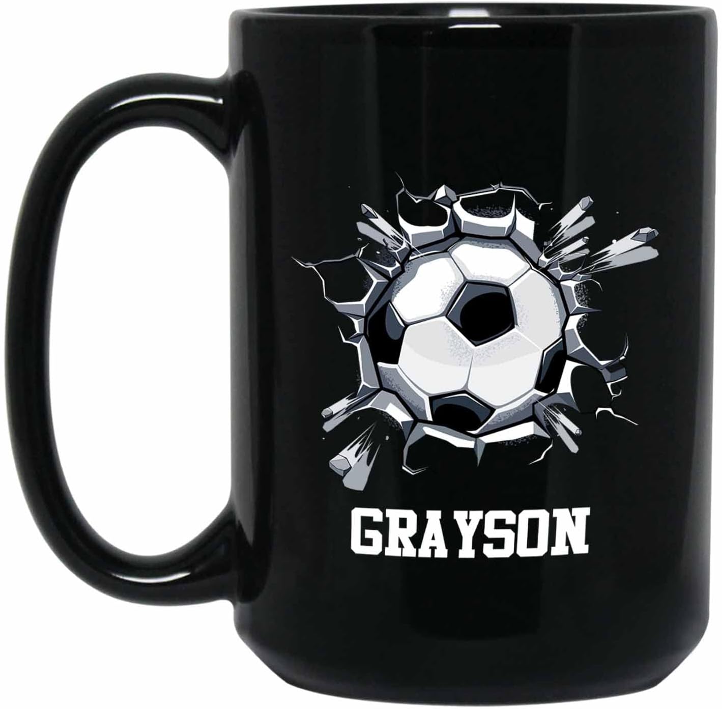 Personalized Choose Name Soccer Black Ceramic Mug Gifts For Soccer Ball Player Sport Lover, Customized Soccer Ball Coffee Mugs 11 Oz 15 Oz, Soccer Players Coffee Cup Gift For Men Women Soccer Lover