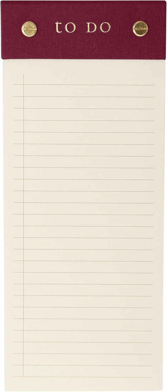 Graphique Post-Bound List Pad Luxe Collection, Perforated Sheets To-Do Notepad, Hardcover Binding, Gold Foil Embossing, 100 Pages, 4” x 9.75”, Plum Red
