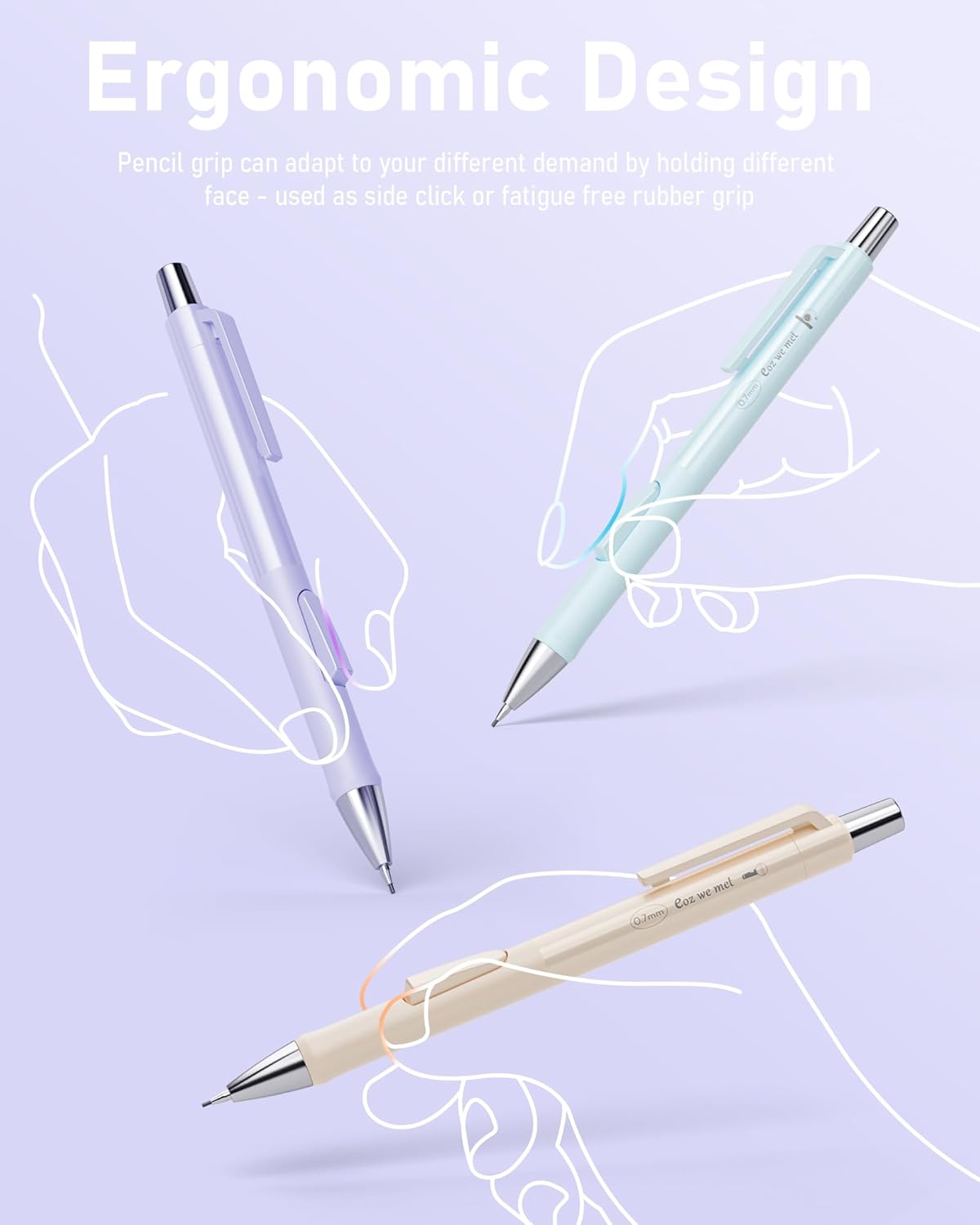 Nicpro 8PCS Pastel Mechanical Pencil 0.5 & 0.7 mm, Cute Fast Click Mechanical Pencils Set with 8 Tubes HB Lead Refills, Erasers for Drafting, School Student Writing, Drawing, Sketching -with Case