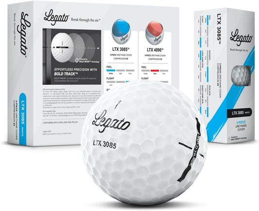 Legato Golf Balls LTX3085 | Maximized Distance with Soft Feel | 3 Piece | Urethane Cover | 85 Compression