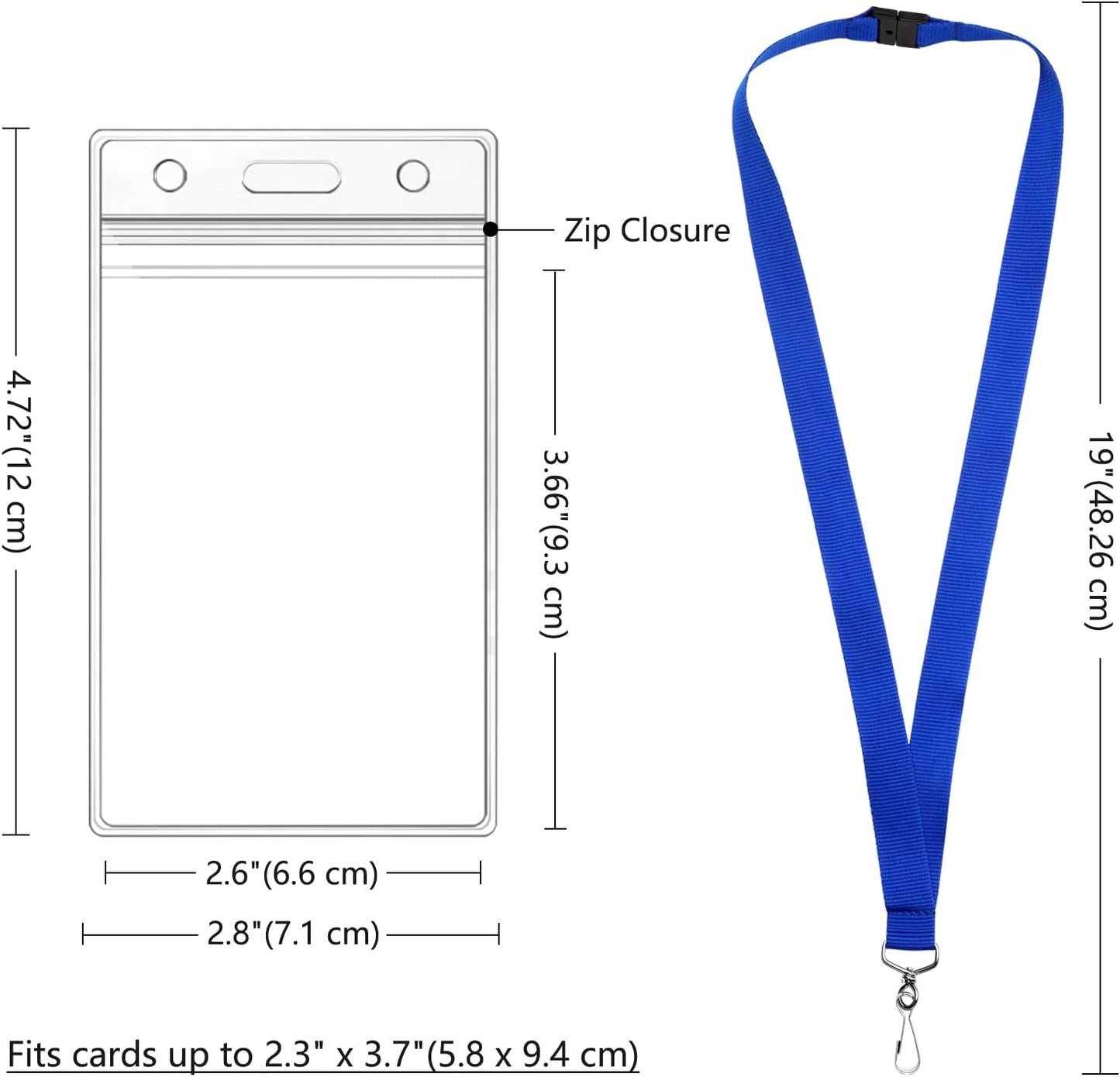 12-Pack Blue Breakaway Lanyards with Waterproof Badge Holders, Polyester Neck Straps for ID Cards, Events, Office, and Schools